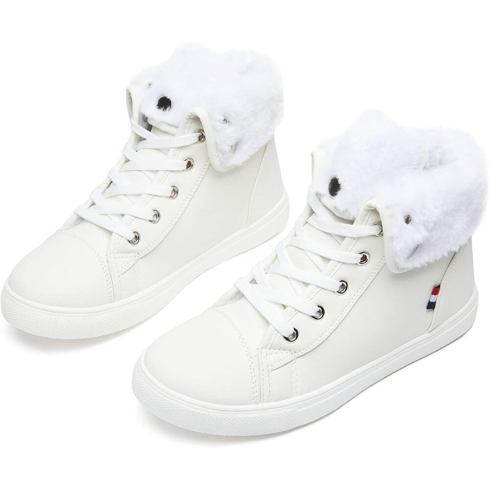 Shupua Ankle Boots Women White Polyurethane  Lace Up Combat Winter Fashion Snow
